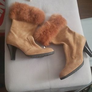 Real suede real fox booties